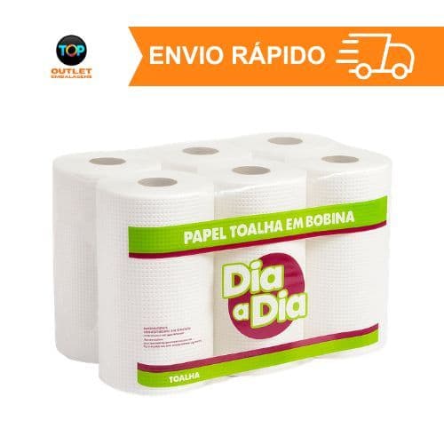 Papel Toalha em Bobina Dia a Dia Extra Branco (Celulose) - 6 Unidades 200mts