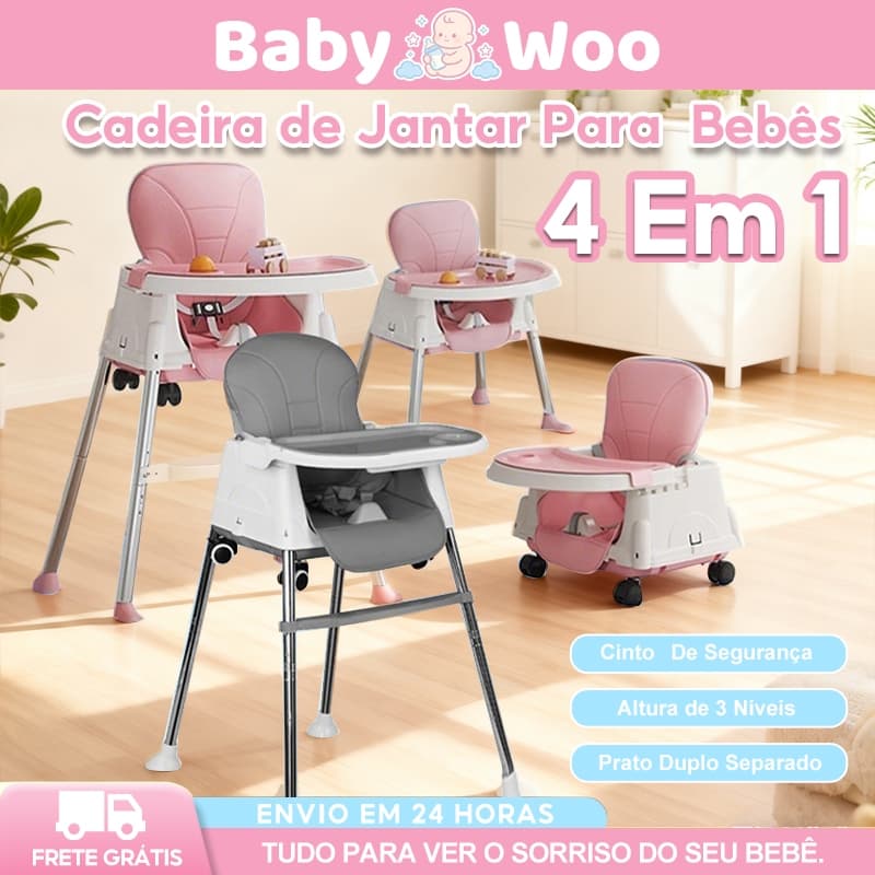 Cadeira de Alimentação Infantil 4 Em 1 Portátil Com Bandeja Removível Ajustável Multiuso Para Bebê 6 Meses a 4 Anos