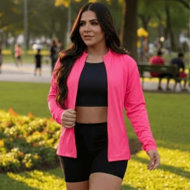 Casaquinho UV Feminino Proteção Solar Manga Longa sem Ziper Esportivo Fitness Academia Caminhada