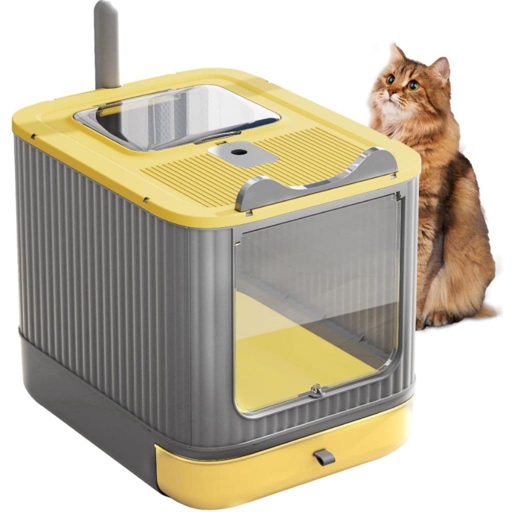 Caixa de Areia para Gatos Primebox Fechada Banheiro com Entrada Superior Pazinha e Bandeja Removível