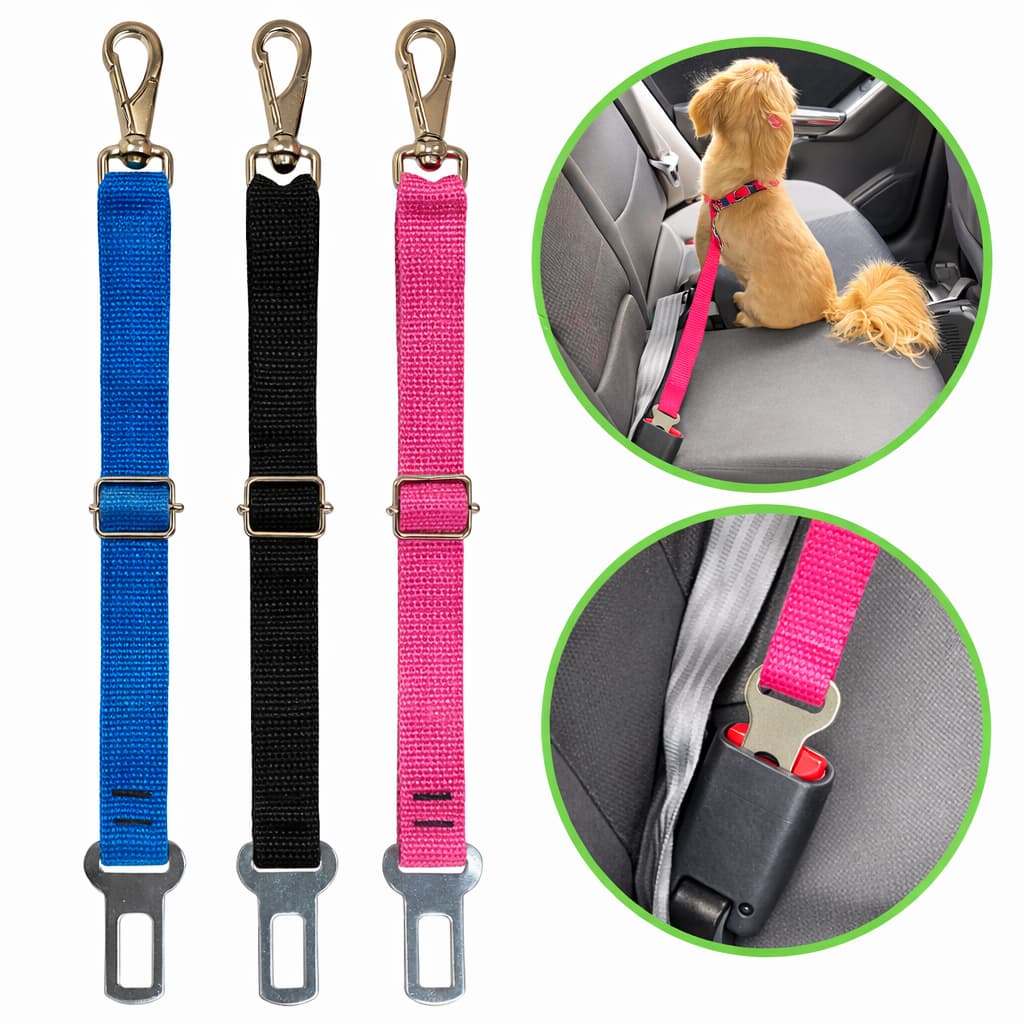 Cinto de Segurança Pet para Carro Ajustável com Trava Universal para Cães e Gatos