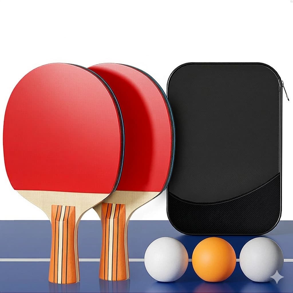 Kit Ping Pong 2 Raquete Tênis de Mesa 3 Bolinha com Estojo Lorben