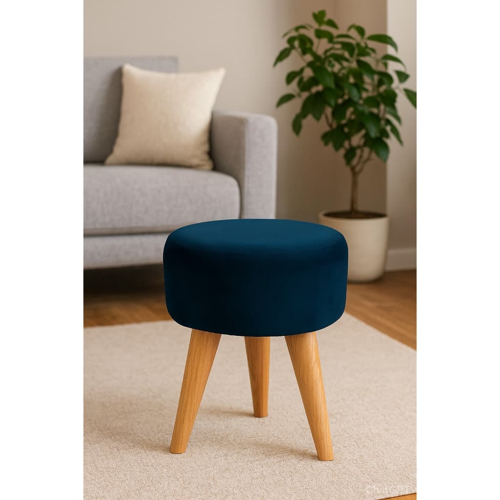 Puff Redondo Reforçado 36cm Pé Palito Confortável Sala Quarto