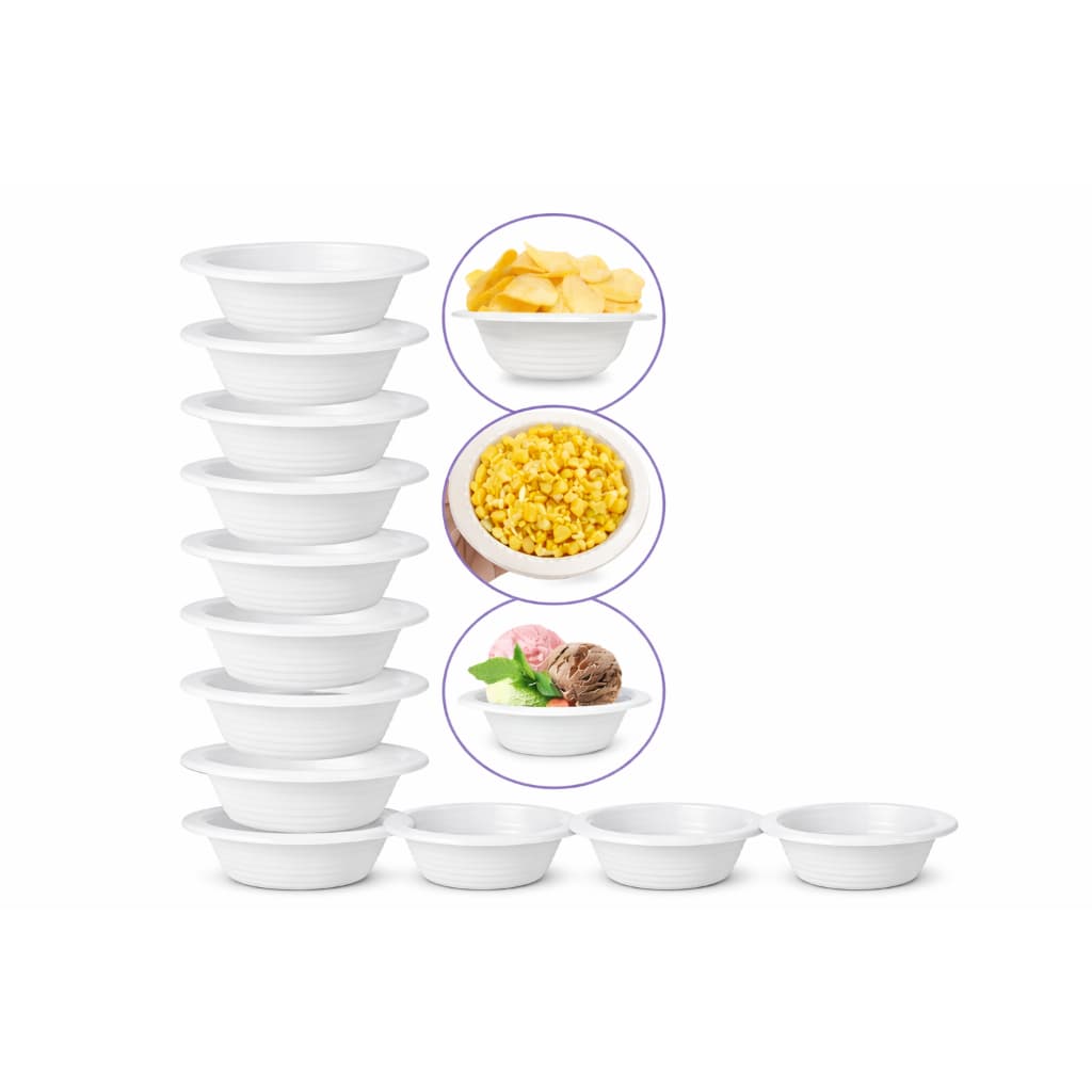 Prato Fundo Cumbuca Descartável 12cm Branco para Petiscos / Salgados 10 Unidades