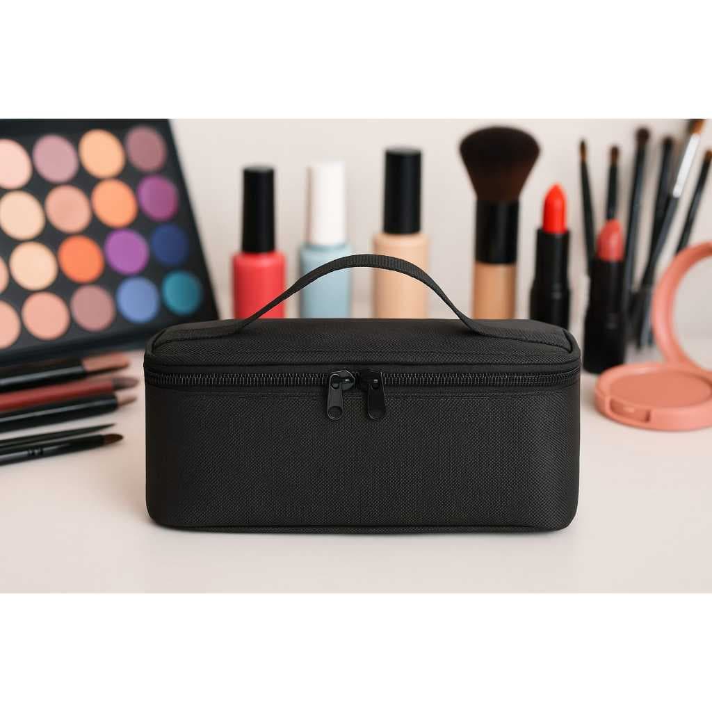 Necessaire Organizadora Portátil Preta Maquiagem Higiene Pessoal Bolsa De Viagem Unissex