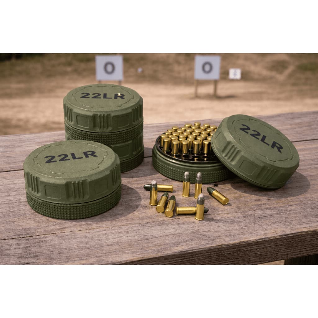 Porta cartu.chos para .22LR/22WMR/9mm/.38TPC - VARIOS MODELOS 55 comporta munições tampa rosqueada alta resistência