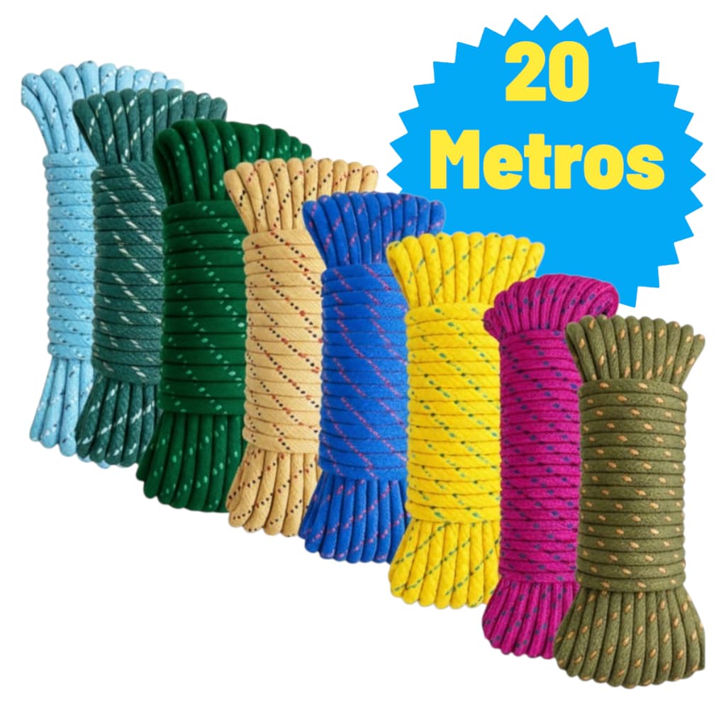 Corda Cordinha Varal 20 Metros E 5mm Camping Pesca Amarração