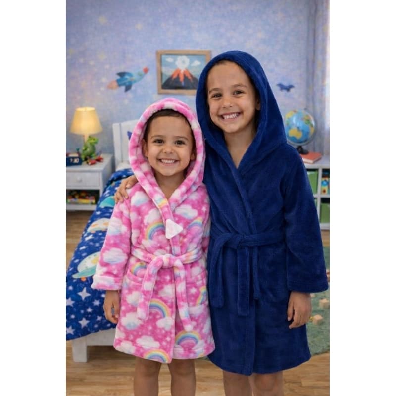 Roupão Infantil Banho com Capuz Menina e Menino Microfibra/ Varias cores, Mantinha. Confortável e Elegante