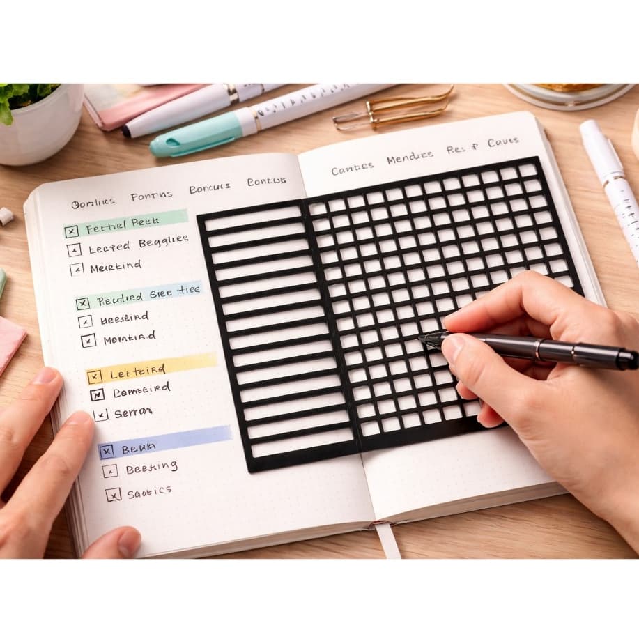 Gabarito Stencil Criativo para Planner, Bullet Journal, Caderno, Controle de leituras