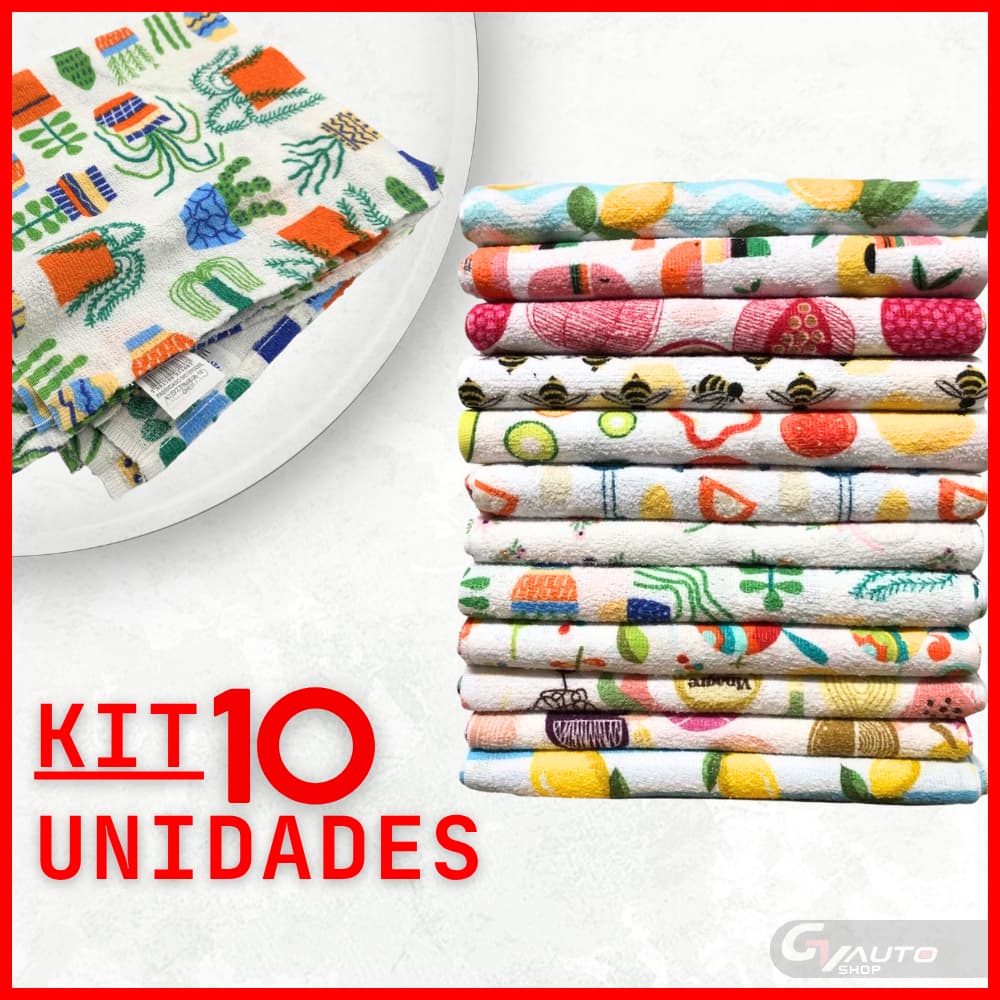 Kit 10 Pano De Prato Super Absorvente 100% Algodão ORIGINAL