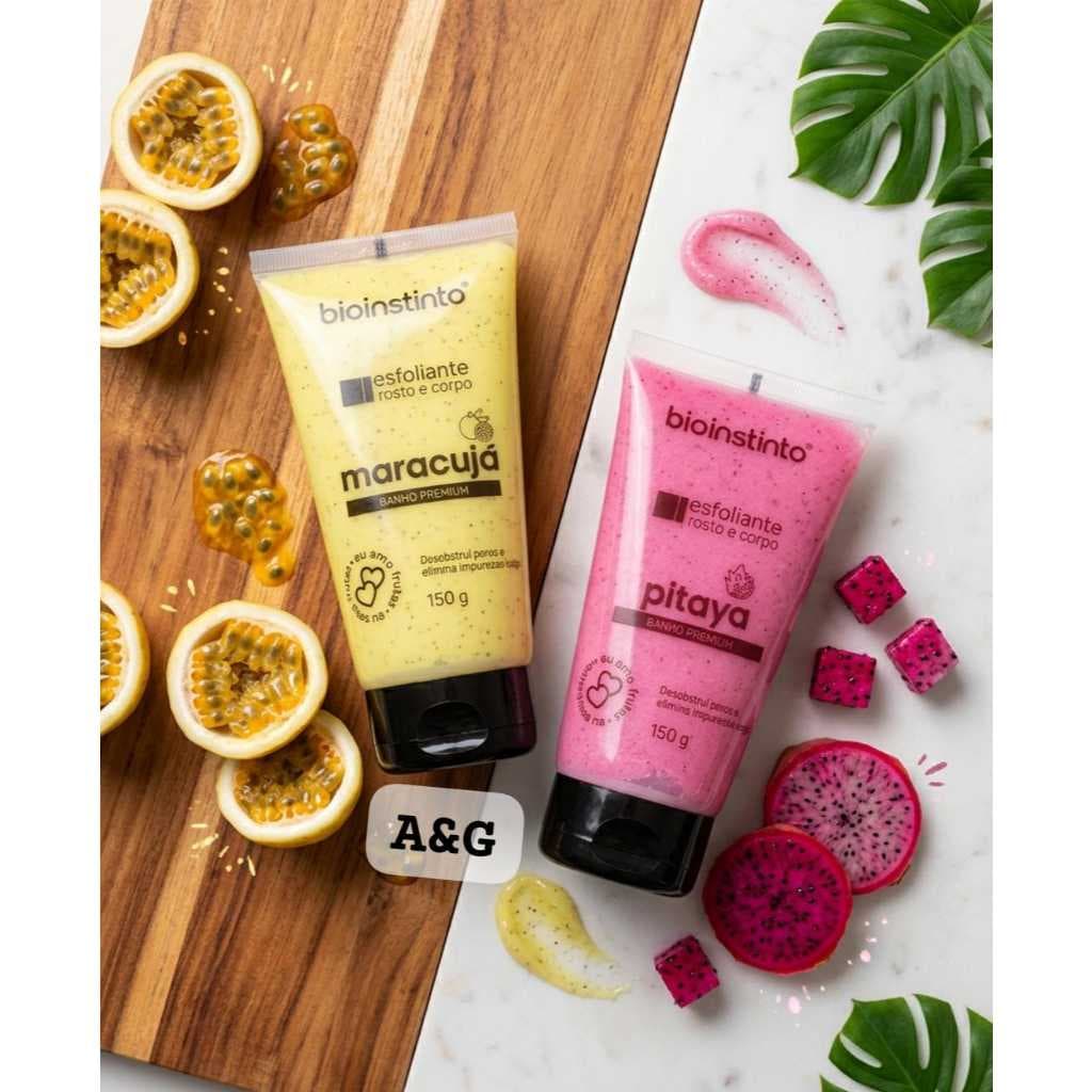 Esfoliante Corporal Bio Instinto - Renovação e Hidratação com Colágeno, Fragrância Maracujá  E PITAYA150g