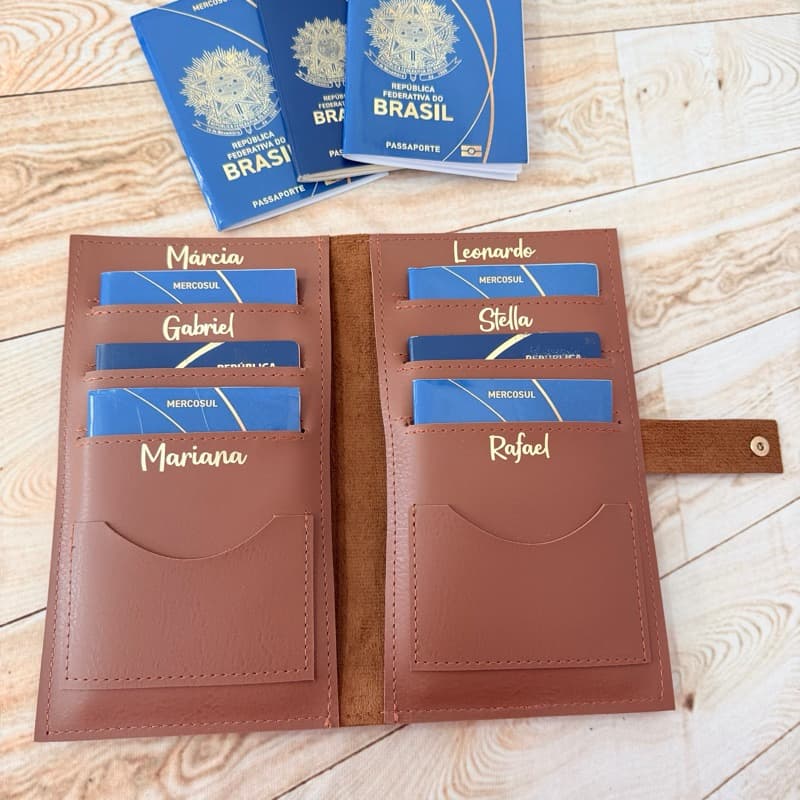 Capa para Passaporte Família para 4, 6 e 8 lugares Personalizados Organizador de bagagem