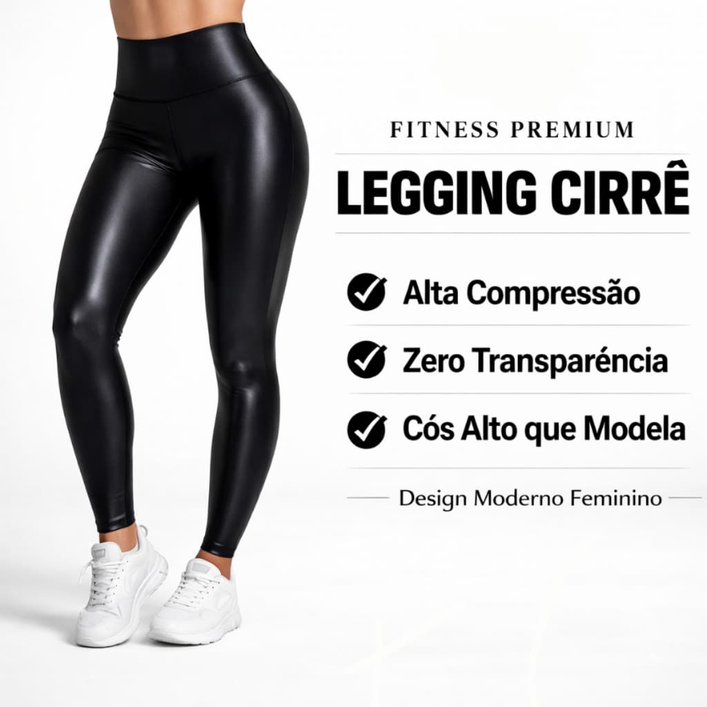 Legging Cirrê Feminina Cós Alto Não Transparente Alta Compressão Academia Casual P M G GG 34 ao 44