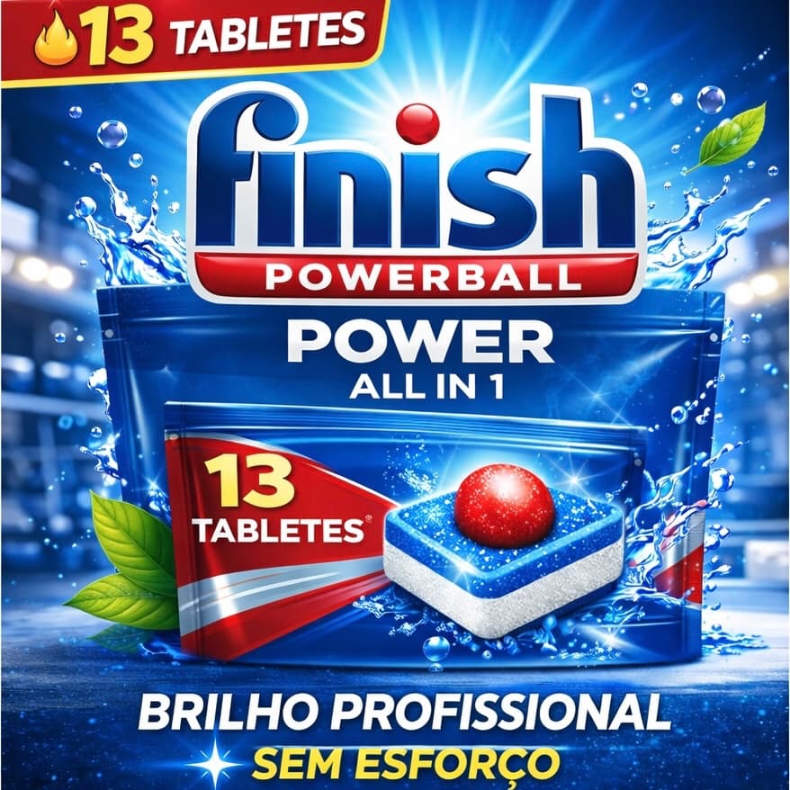 Finish Powerball All in 1 13 Tabletes | Limpeza Profunda Sem Manchas | Lava-louças Original