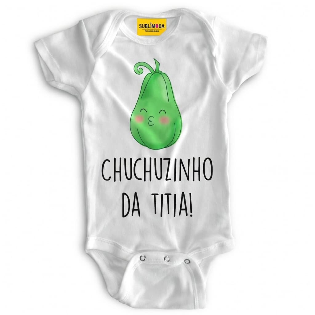 Body Bebê Personalizado - Chuchuzinho da Titia - Poliéster + Elastano 🍼💚