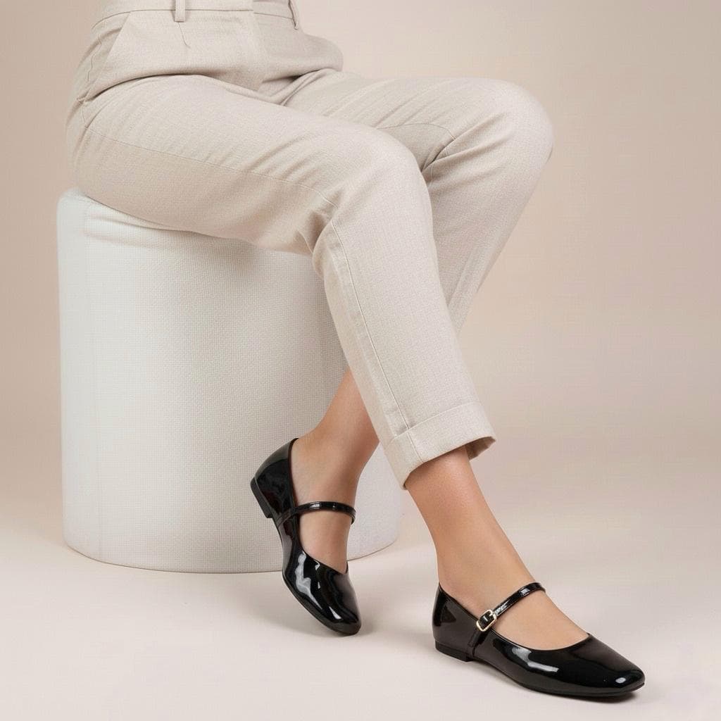 Sapatilha Feminina Mary Jane Bico Quadrado Verniz