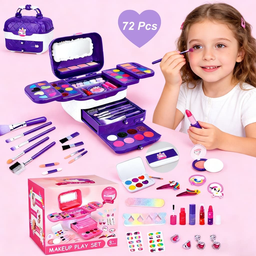 Conjunto de Brinquedos de Maquiagem para Crianças, Kit de Maquiagem para Meninas, Presente de Simulação de Maquiagem