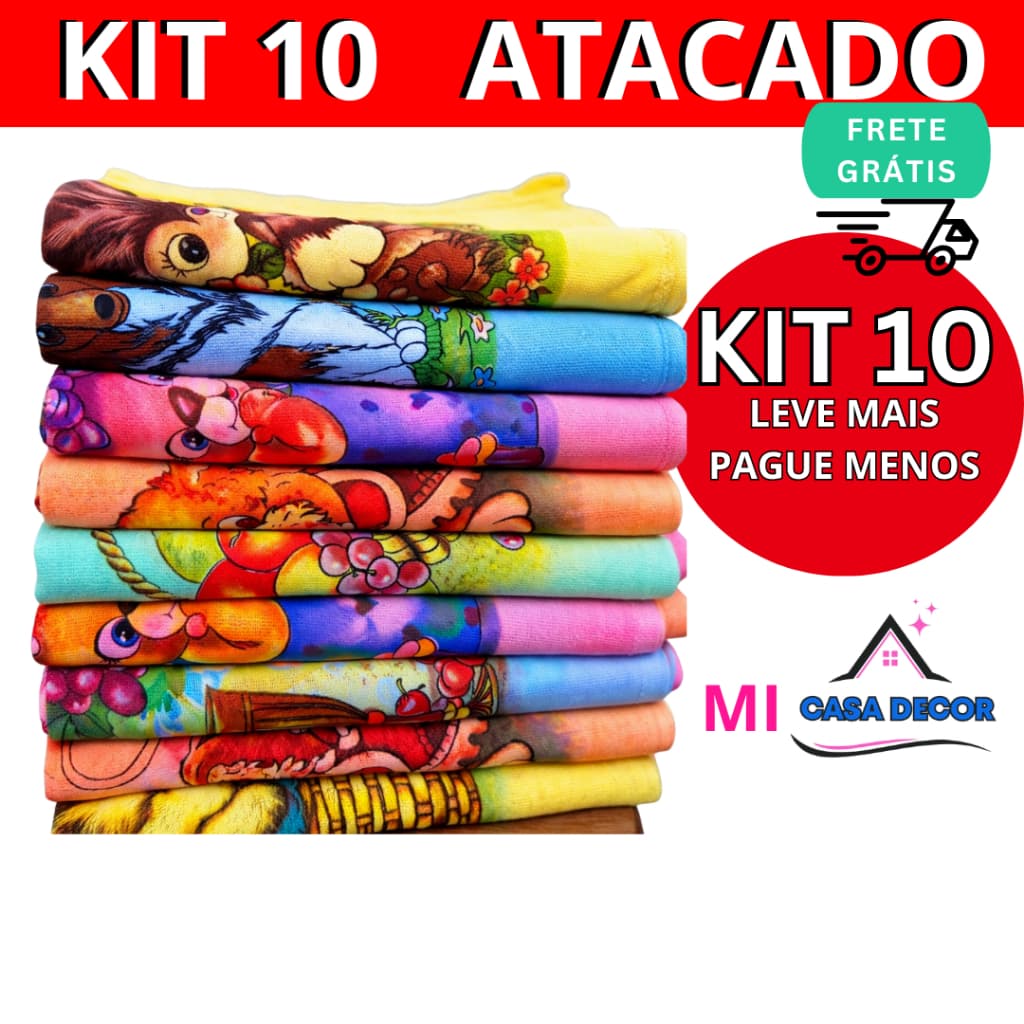 Kit 10 Panos de Prato BARATO 100% Algodão