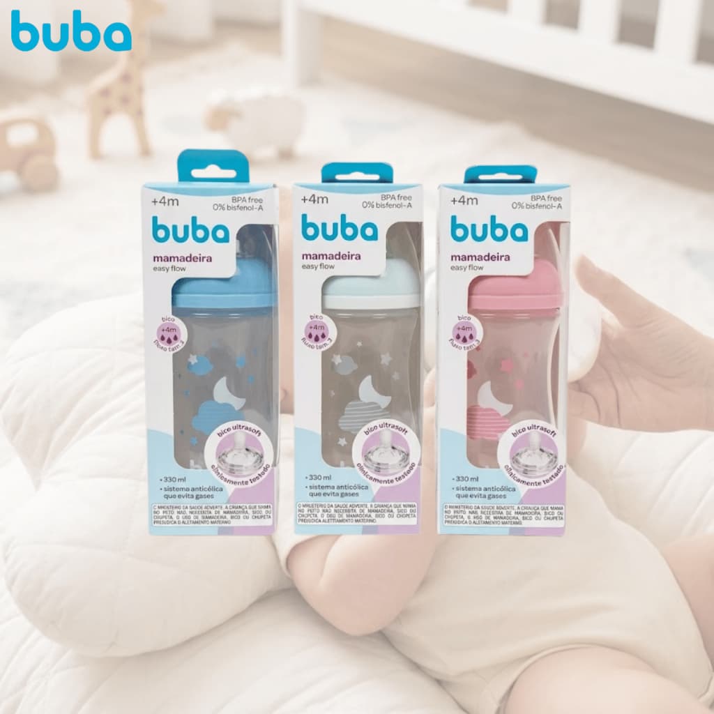 Mamadeira Infantil 330ml Anticólica Buba +4m Bpa Free