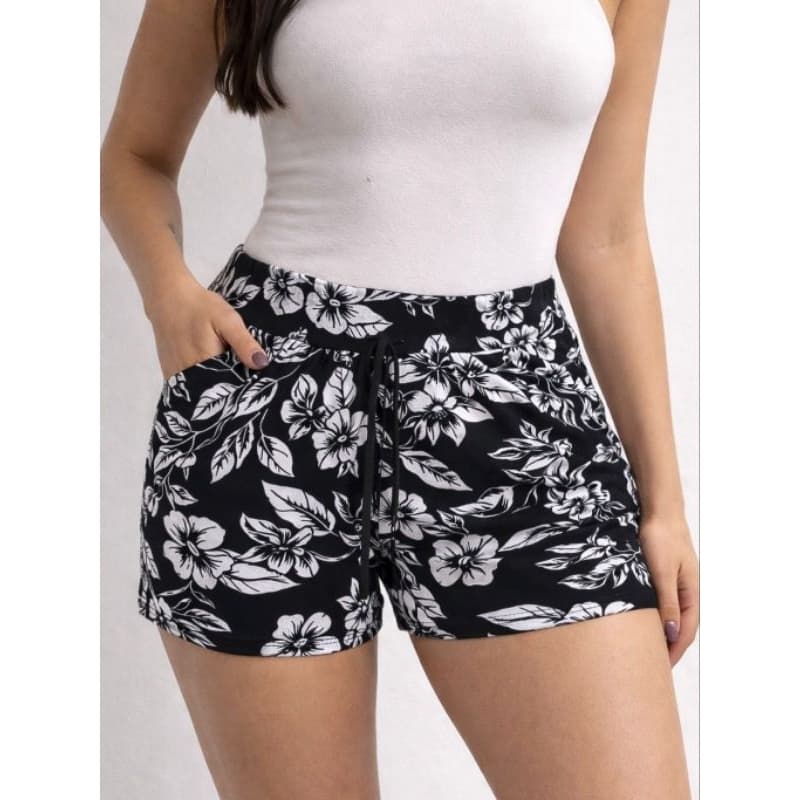 Short Feminino com Bolso Tecido Liganete Fresquinho para Verão Malha Fria