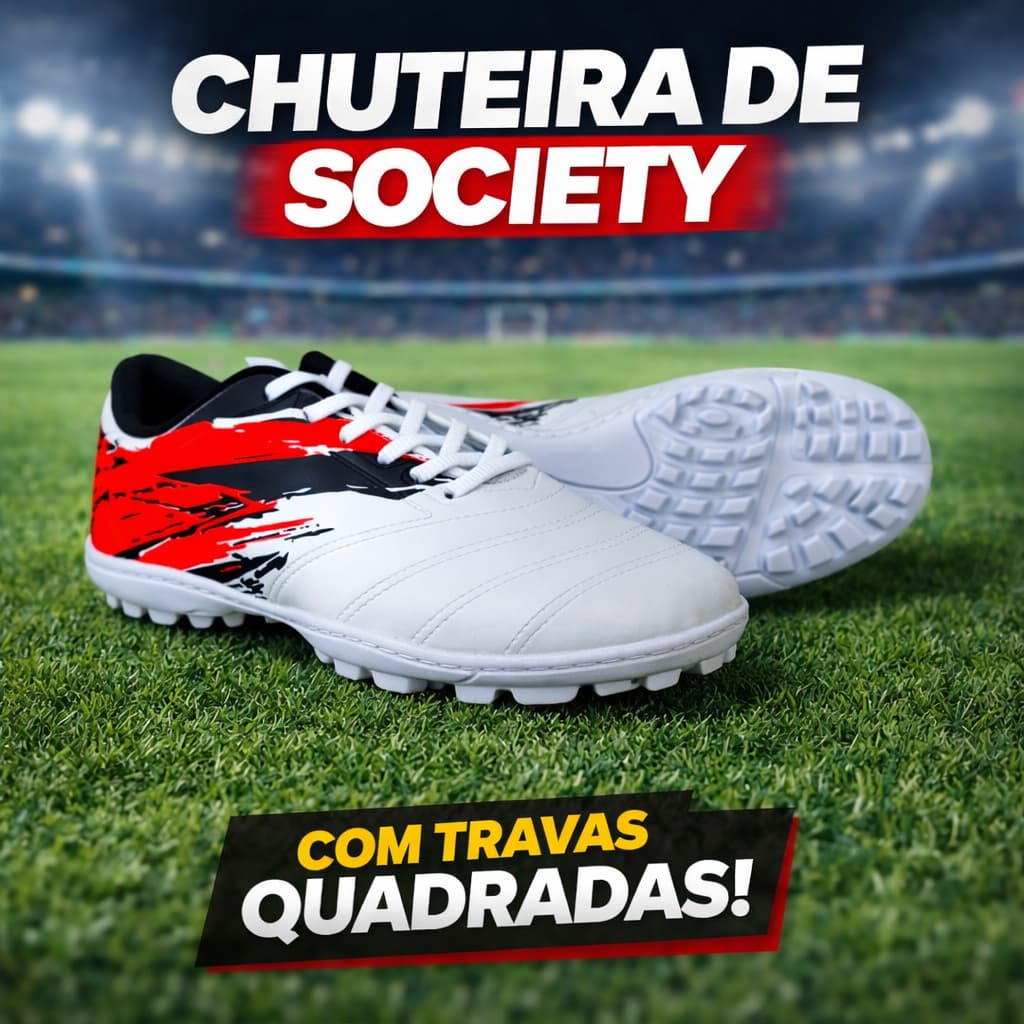Chuteira Society Masculina Profissional 38 ao 43 com Solado Costurado Super Confortável 2026
