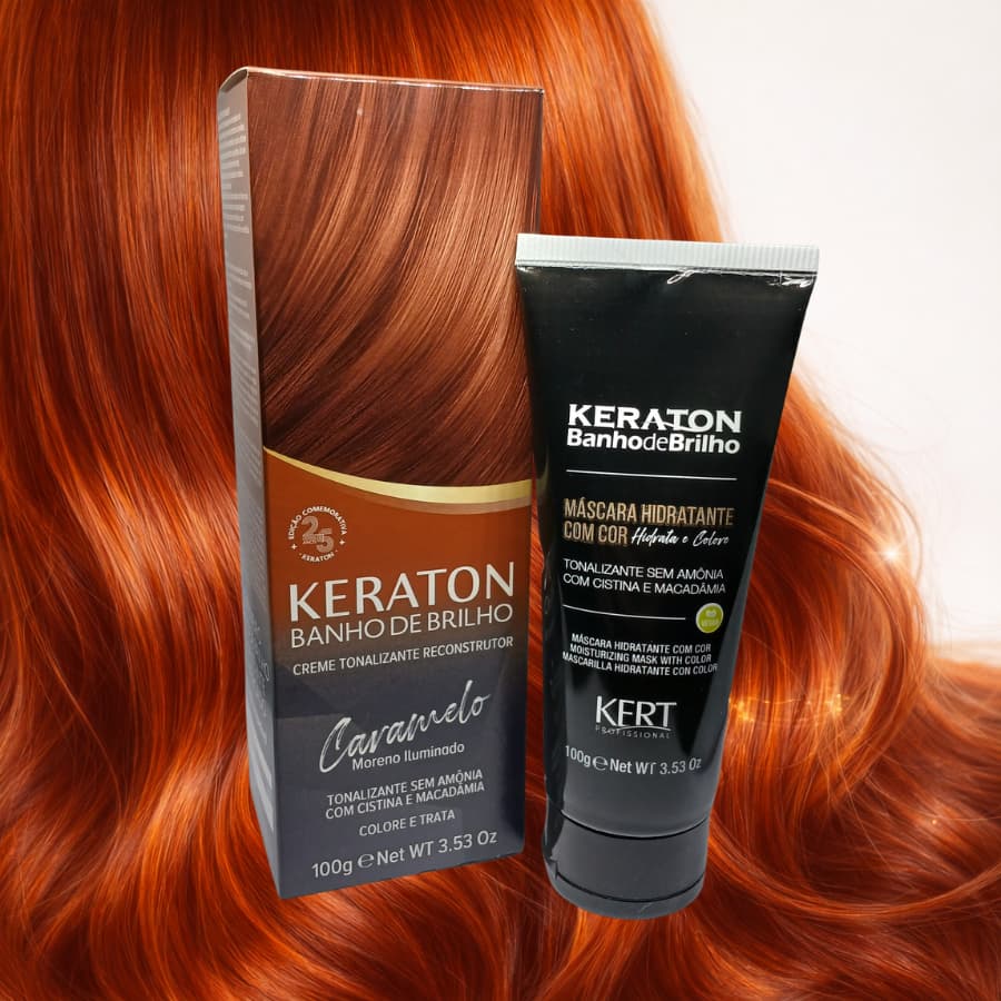Tonalizante Keraton Banho de Brilho Máscara Hidratante com cor 100g