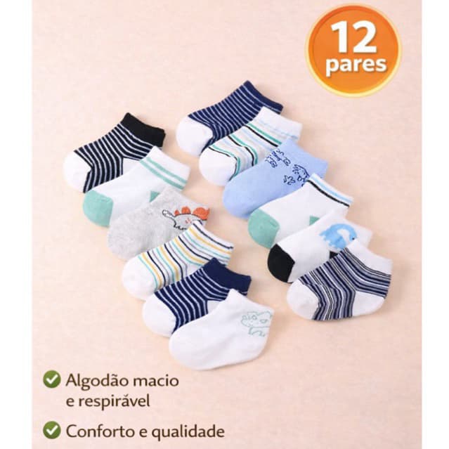Kit 3 a 12 Pares De Meias Recém-Nascidos MENINO ALGODÃO