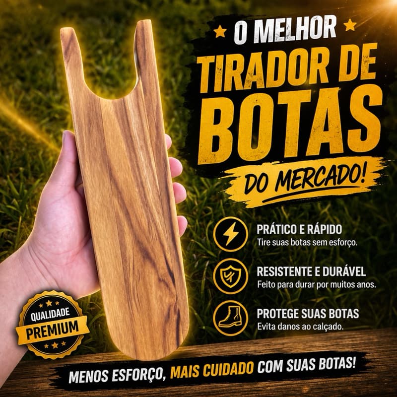 Tirador de botas em madeira rústica
