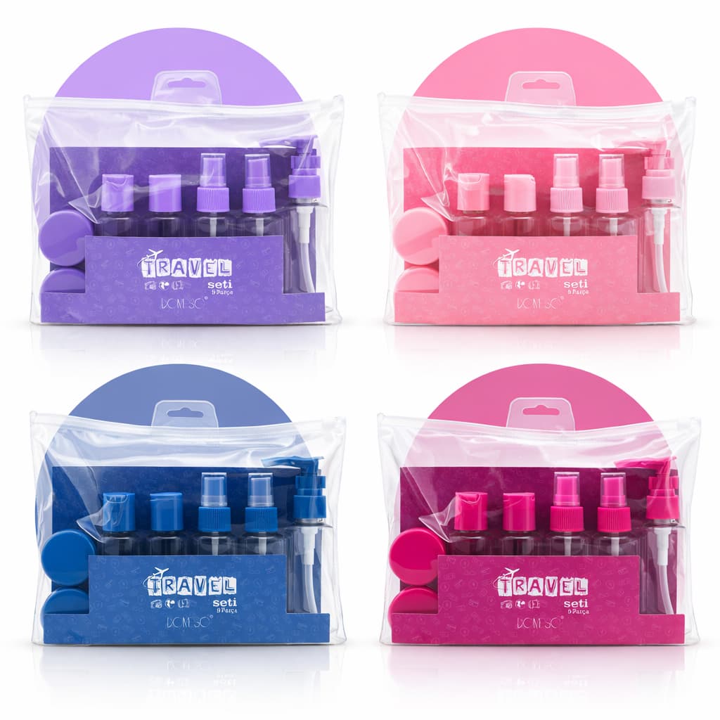 Kit com 10 Frascos De viagem Multiuso Para Shampoo/Creme/Sabonete liquido Várias Cores