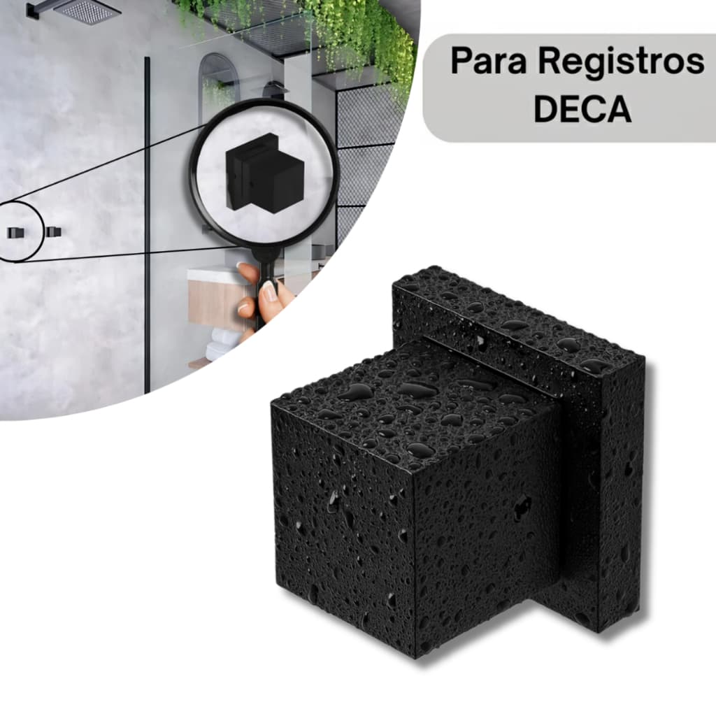 Acabamento Preto Fosco Quadrado Metal Para Registro de Chuveiro Padrão DECA 1/2, 3/4, Geral Banheiro