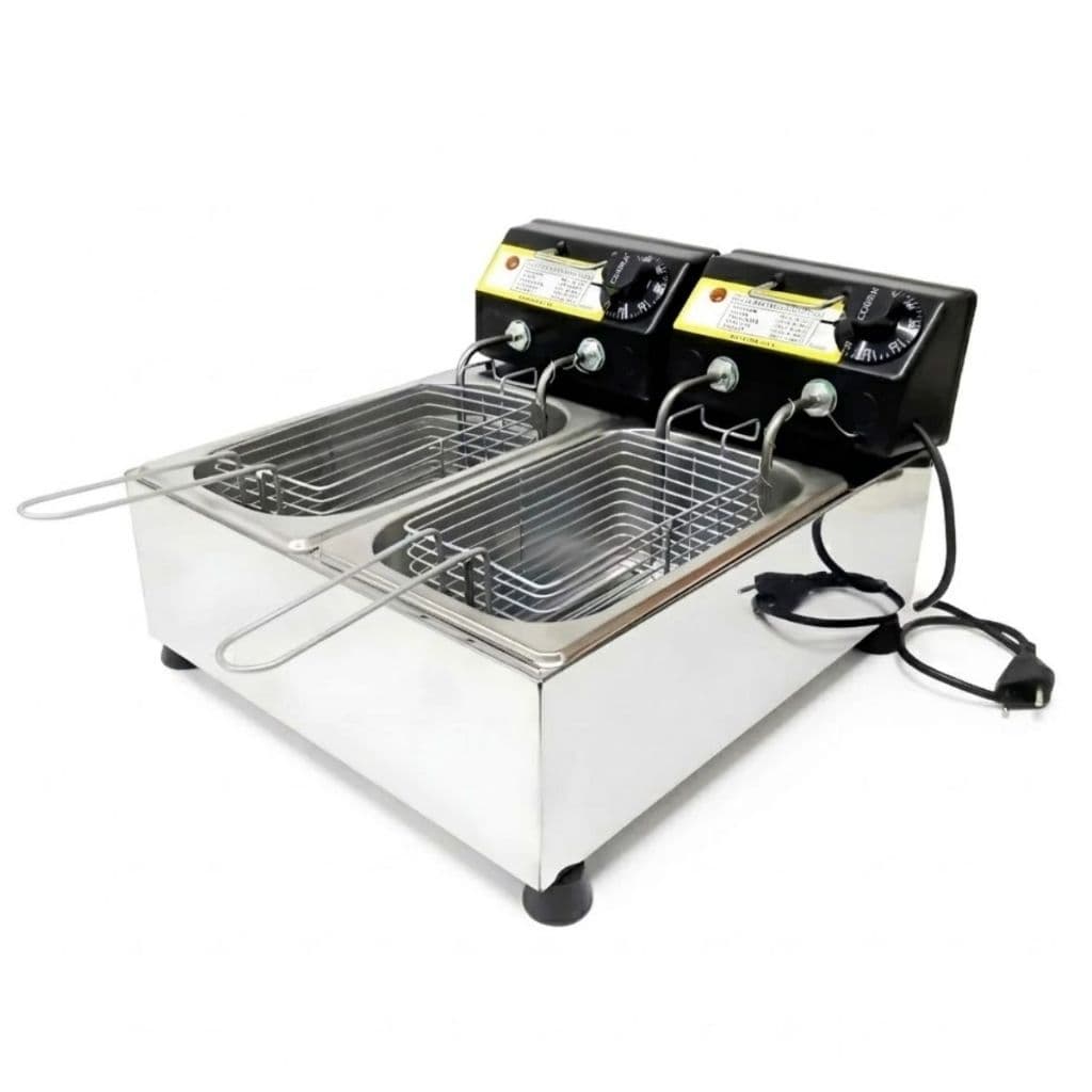 Fritadeira Elétrica Dupla 6L Industrial 2 Cubas Mais Produção Inox