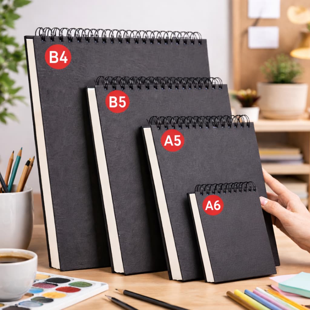 Caderno para Desenho 50 Fls (100 Páginas ) Skethbook Aquarela Desenho Capa Dura Preta