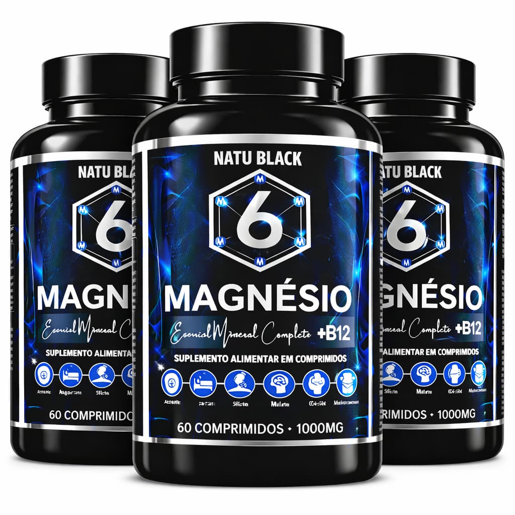 6 Magnesio + Vitamina B12 Bisglicinato Ascorbato Citrato Malato Óxido Taurato - ENVIO IMEDIATO