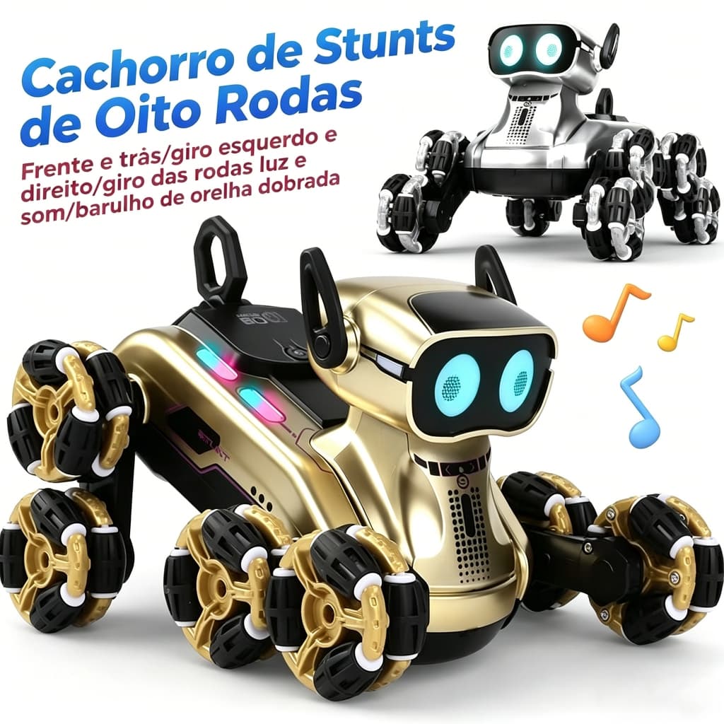 Carro de controle remoto, cão robô com 8 rodas - dois controles remotos