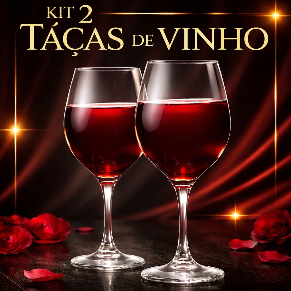 Jogo 02 Taças Vidro De Vinho Agua 350 Ml Cor Transparente