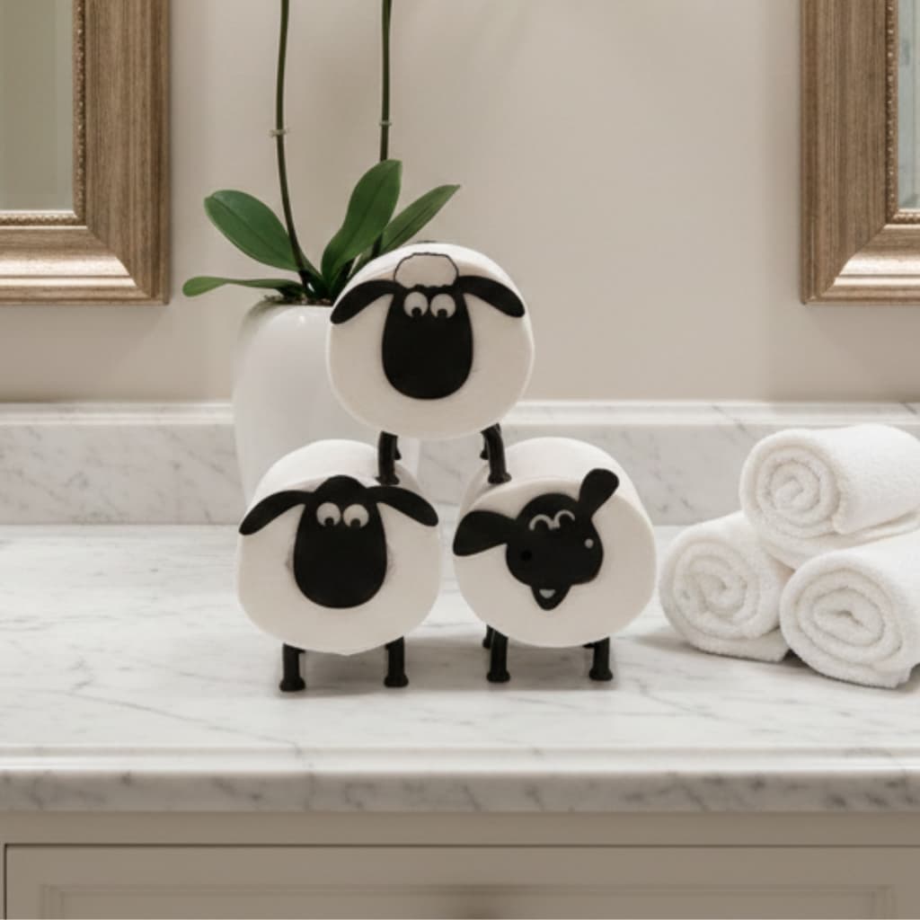 Suporte de Papel Higiênico Ovelha Carneiro Shaun Decoração de Banheiro