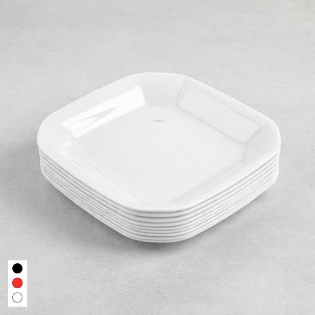 Pratos de Plástico Liso Quadrado Resistente Durável com Detalhes em Espiral