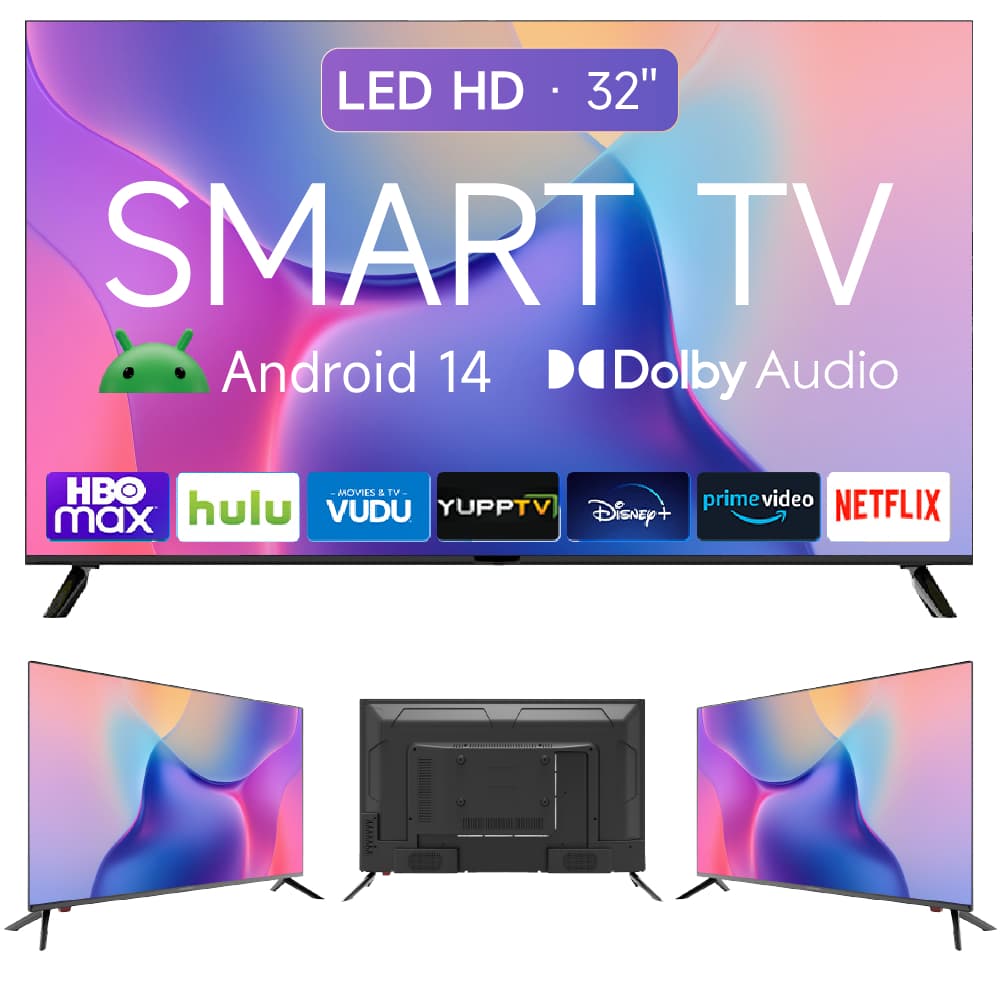 Smart Tv 32" HD | Android 14 | 2 HDMI + À Prova de Umidade | Wi-fi 100v/240v