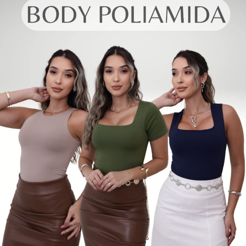 Body Feminino de Poliamida premium confort nos tamanhos 34 ao 44