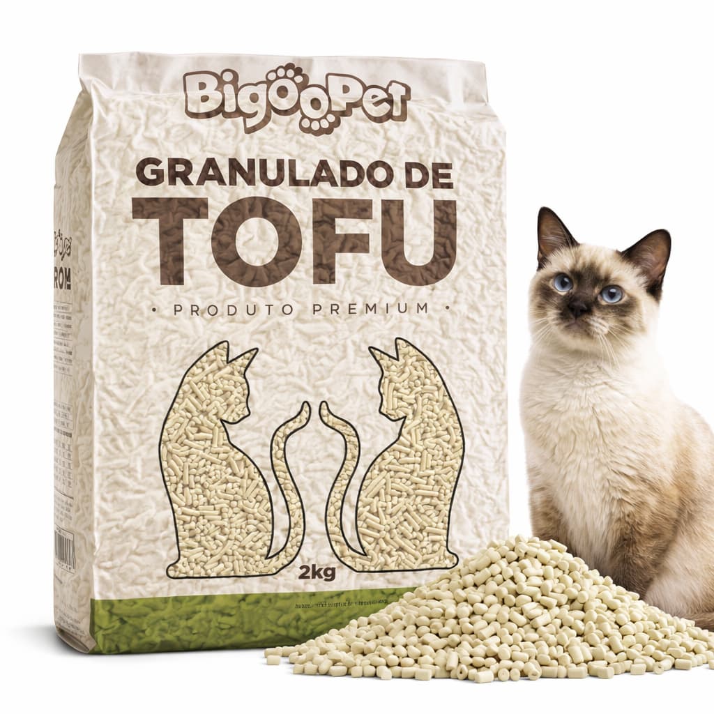 Granulado de Tofu 2kg Biodegradável Descarte no Vaso Sem Cheiro e Sem Pegadas