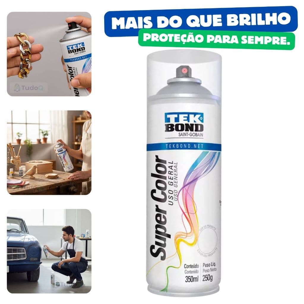 Spray Verniz Brilhante Incolor para Bijuteria - 350 ml - TEKBOND Proteção e Brilho