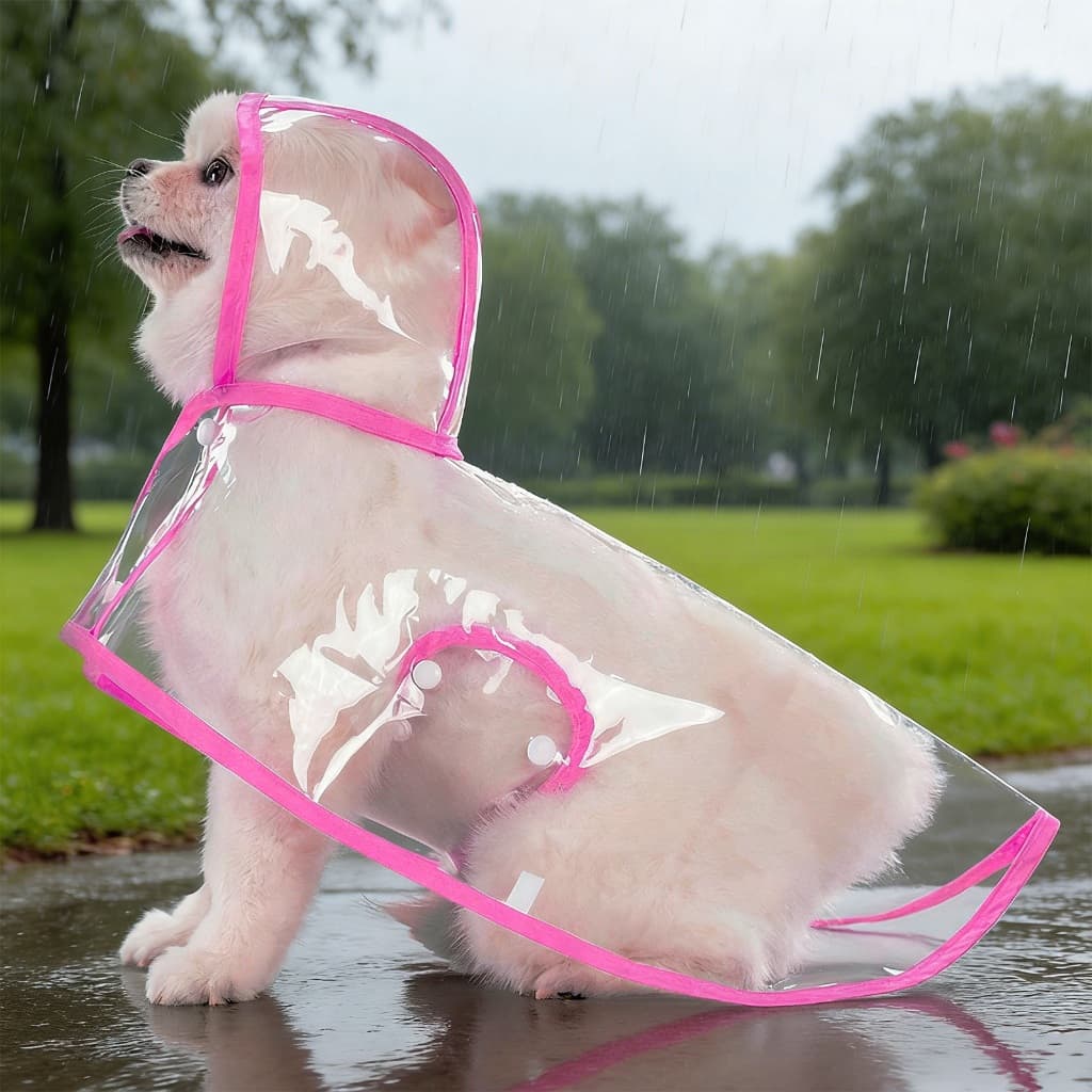 Capa de Chuva Transparente Impermeável para Cães Pequenos | Jaqueta Pet Ao Ar Livre