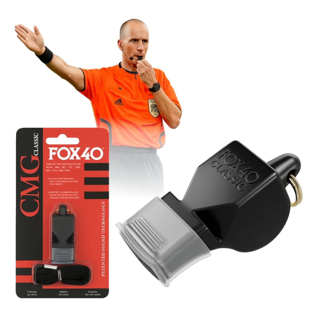 Apito Fox 40 Classic Profissional Arbitragem Futebol Vôlei Com Cordão e Biqueira Alta Potência
