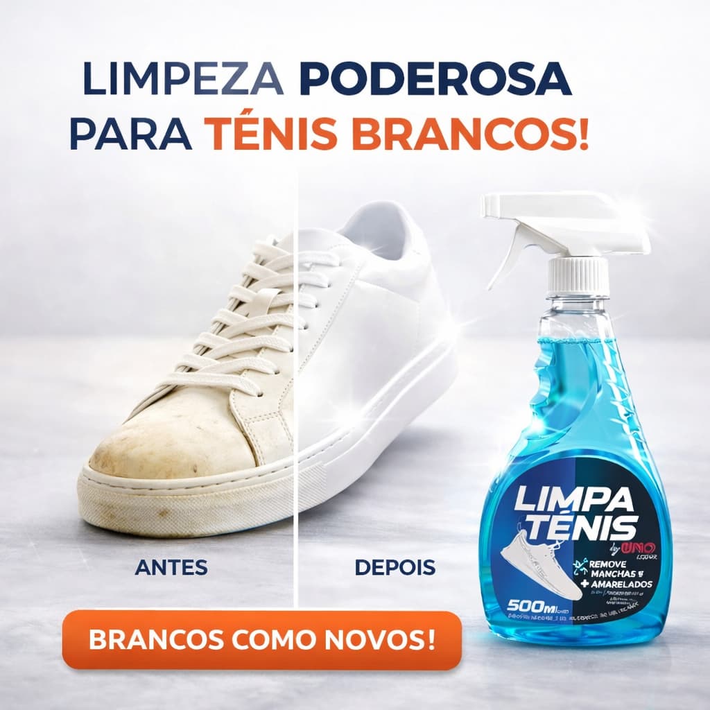 Limpa Tenis Branco 500Ml Remove Manchas Tira Amarelado Elimina Odores Borracha Acao Rapida