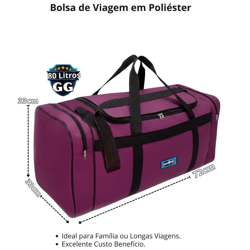 80L - Bolsa De Viagem - Bolsa Sacola de Viagem GG Extra Grande - Mala de Viagem Tiracolo e de Mão