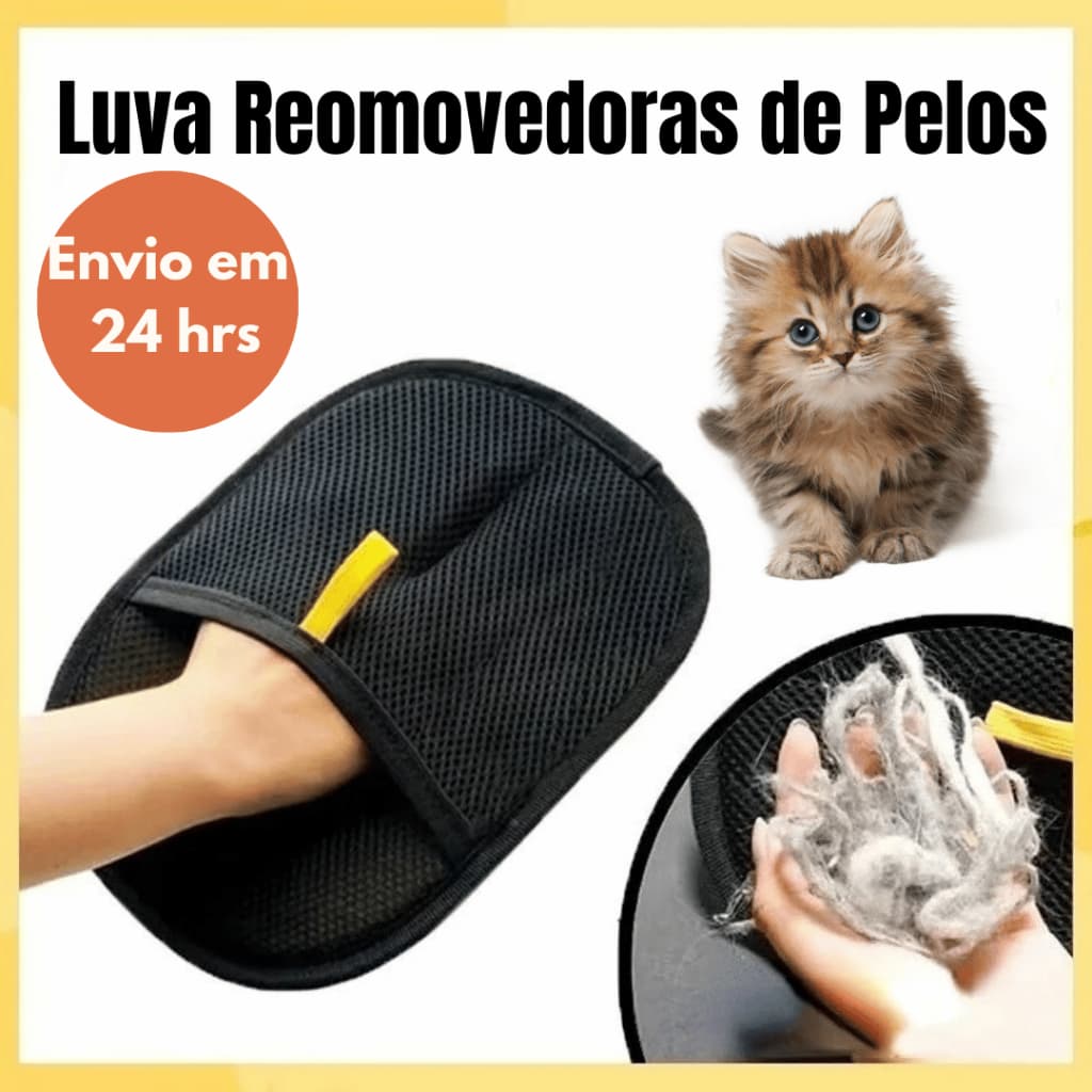 Luvas de Remoção de Pelos para Pets com Limpeza Eletrostática Gato Cachorro Luva Removedora de pelos