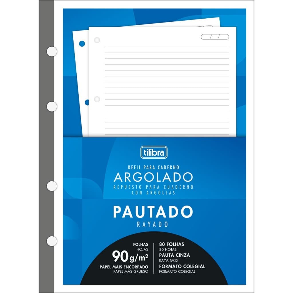 Refil para Fichário A5 Colegial 90g/m² 80 Folhas Pautadas - Tilibra