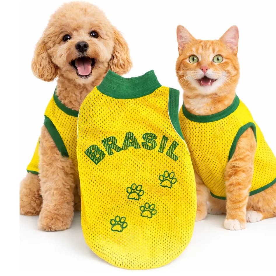 Roupa Pet Brasil Copa Regata Cachorro Gato Seleção
