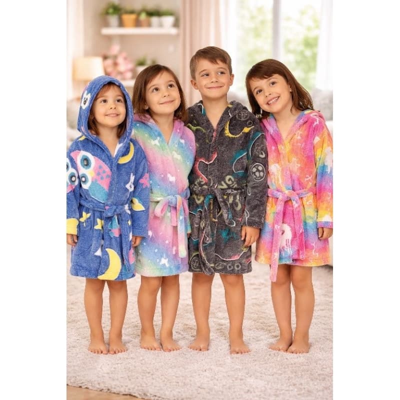 Roupão Infantil Microfibra com estampas que brilha no escuro menino menina