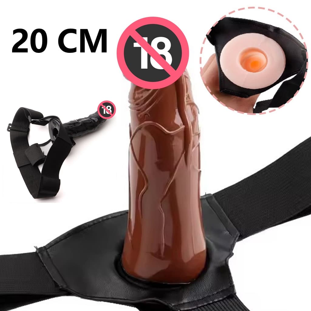 Cinta Peniana Dupla Penetração Strapon Dildo Realístico Macio Strapless Consolo